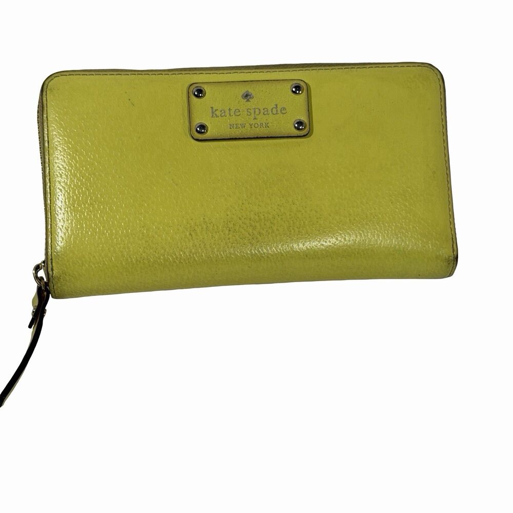 Kate Spade Wellesley Neda Wallet Lime Green  Zip Around 100% Cow Leather